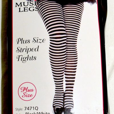 MUSIC LEGS Plus Size (to 225 lb) Striped Tights Black White Costume Style 7471Q